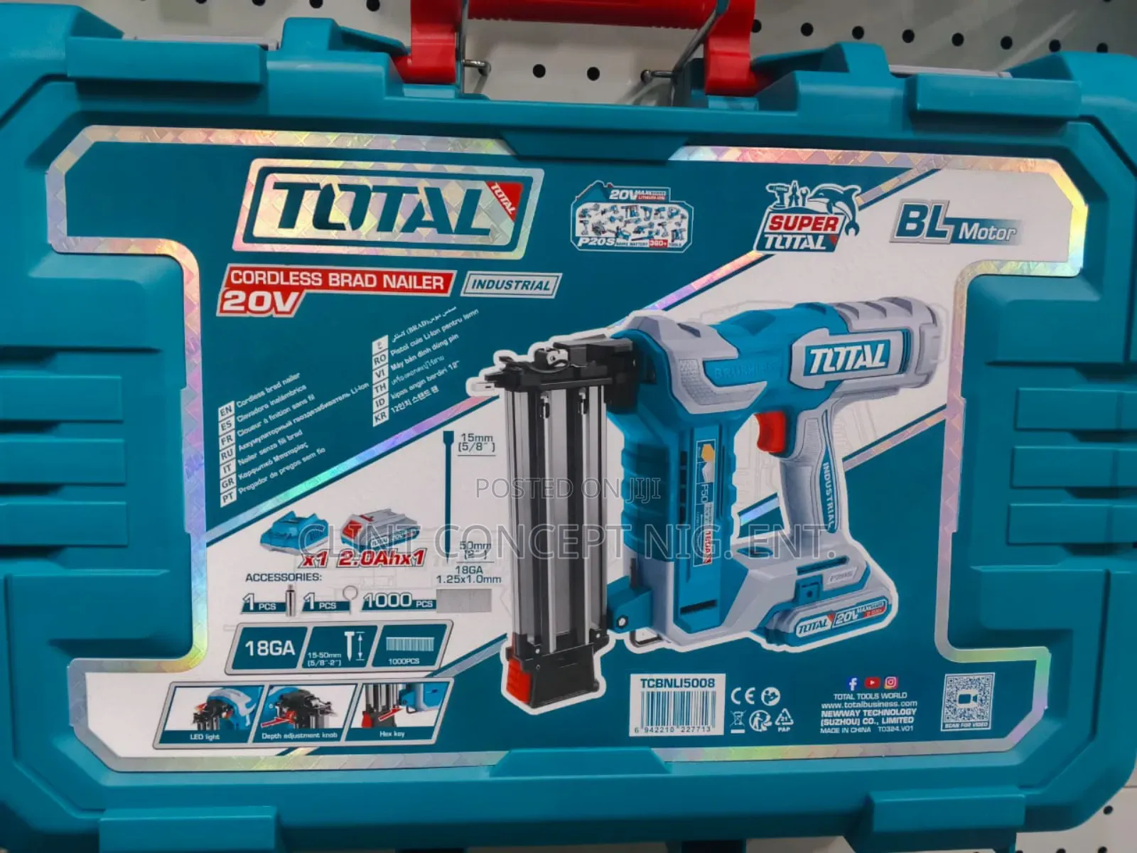 Total Li-ion 20v Cordless Brad Nailer Kit Model Tcbnli5008