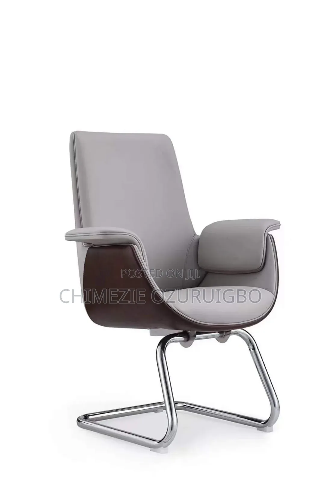 Gray and Brown Swivel/Visitors Office Chair