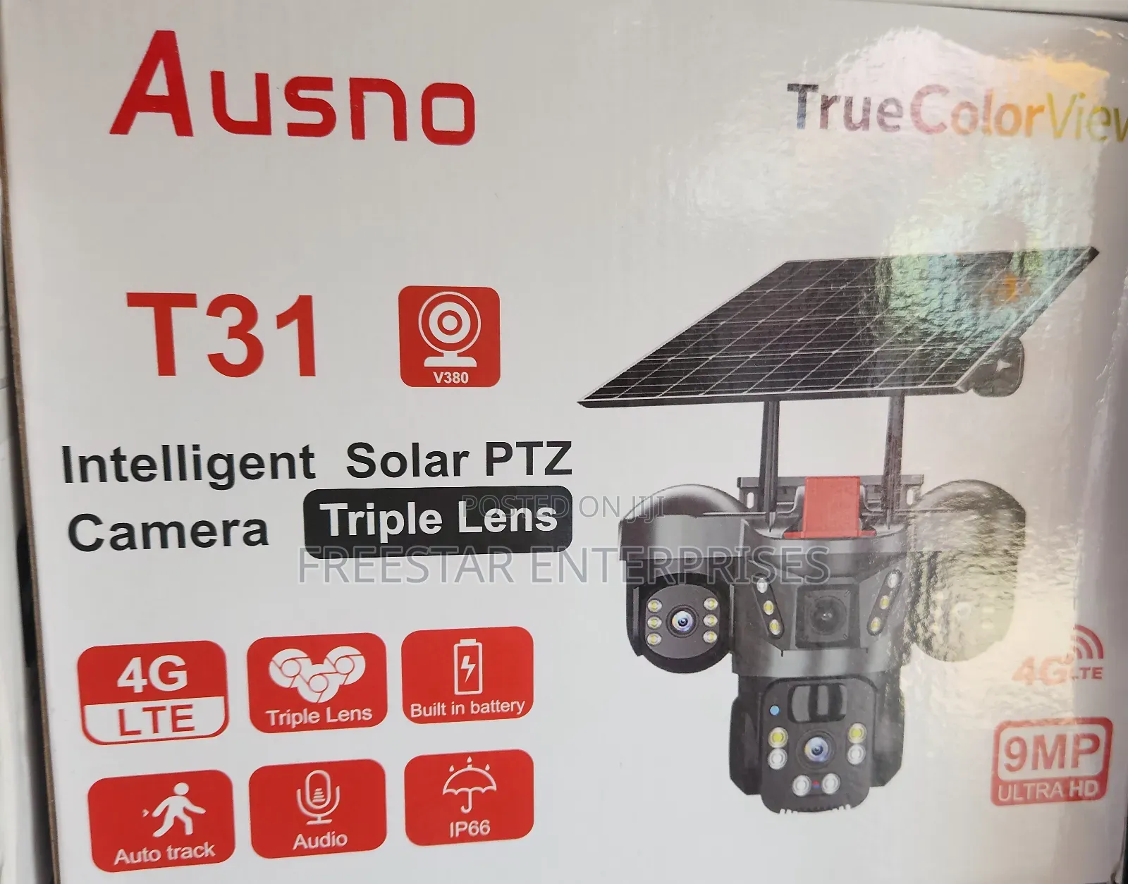 Ausno Triple Lens 4g CCTV Camera. 3 Lens CCTV Camera Uses Sim Card.
