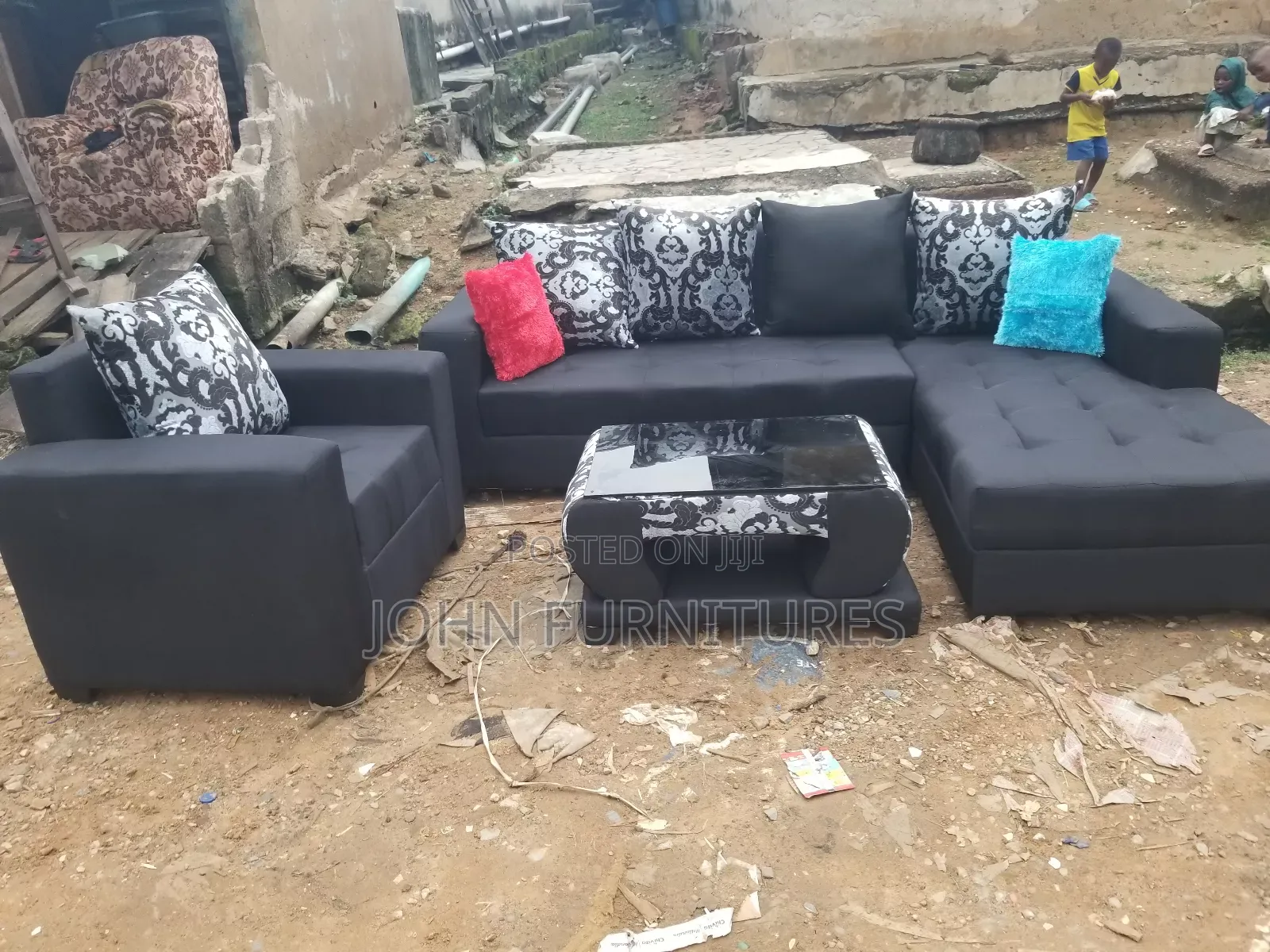 Black L Shaped Sofa