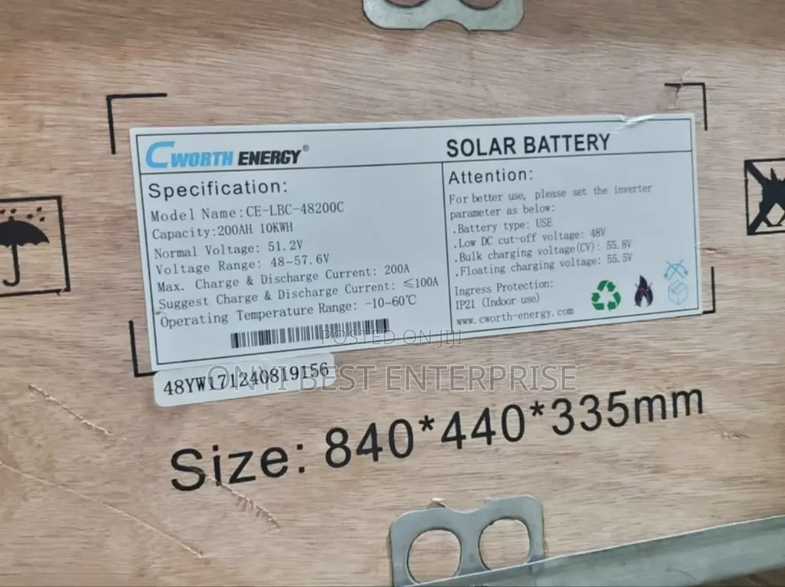 C Worth Energy Lithium Ion Battery Life Po4 10kwh-51.2v/48v