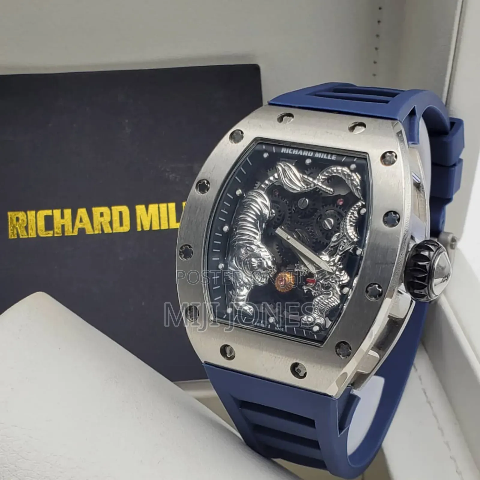 Blue Accent: Richard Mille Luxury Watch With Stunning Blue Strap*