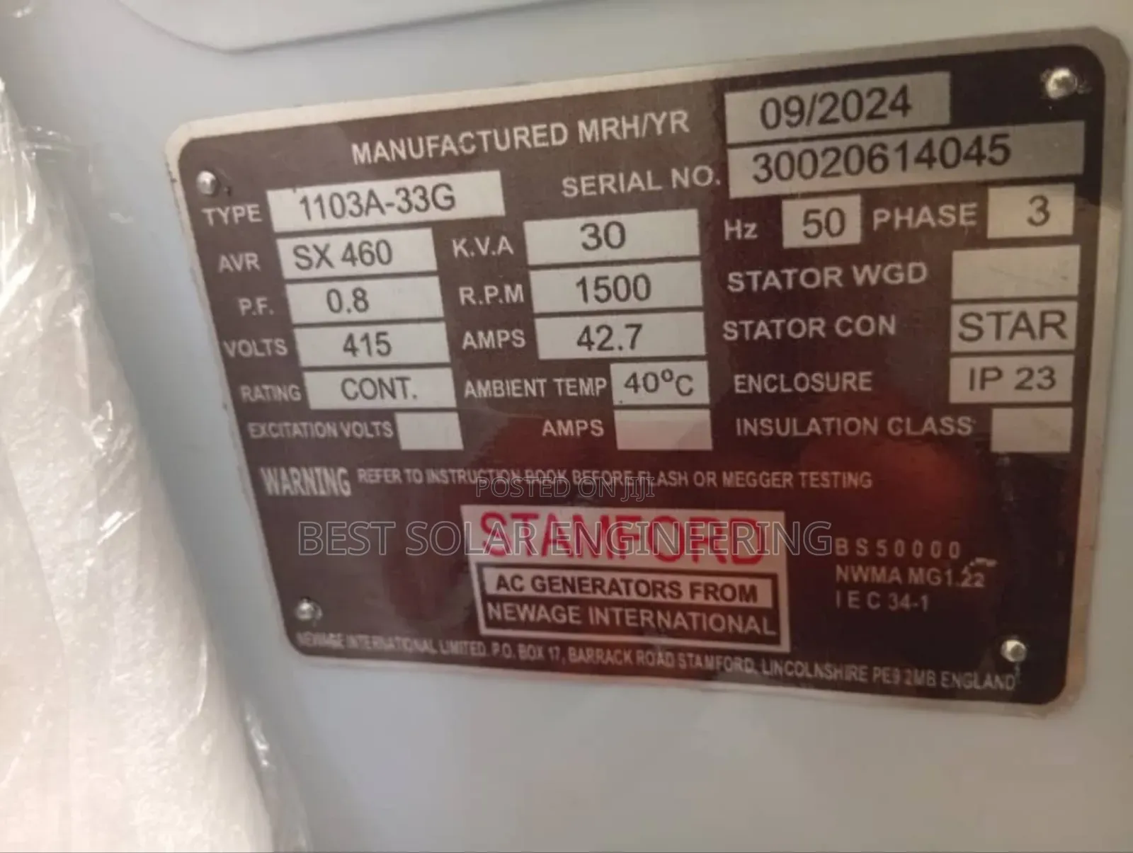 30kva Perkins Soundproof Generator Comes With 2years Warranty