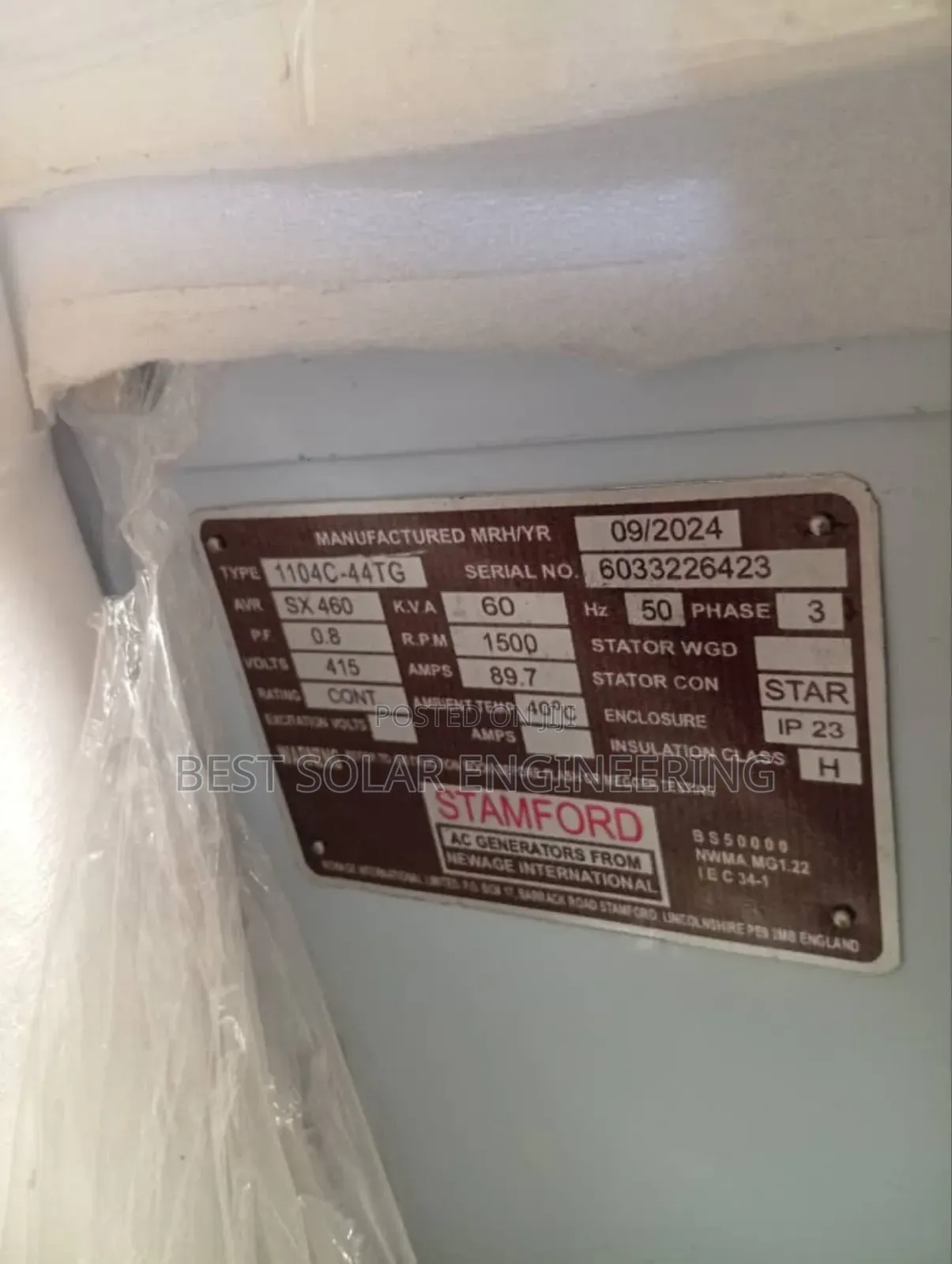 60kva Perkins Soundproof Generator, Copper Coil