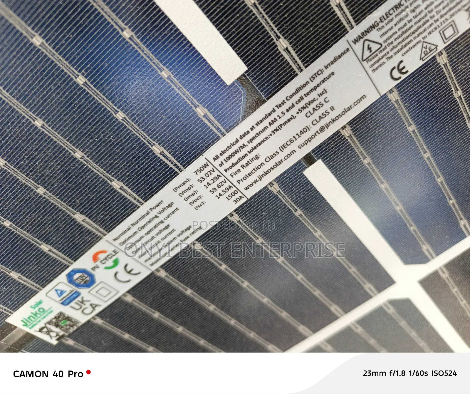 Jinko Bifacial Solar Panels 750watts Grade A