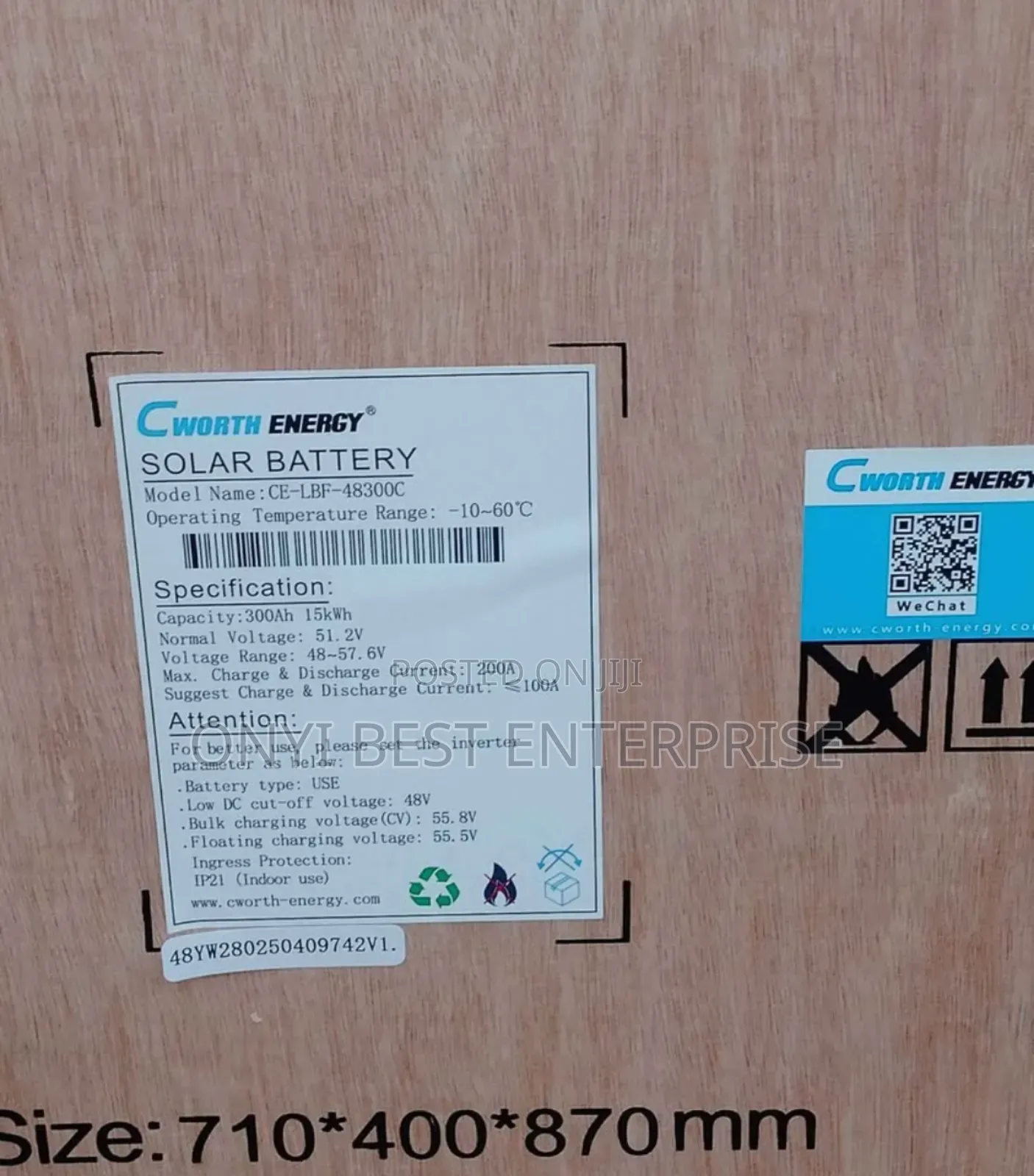 C-Worth Energy Lithium Ion Phosphate Battery 20kwh--51.2volts.