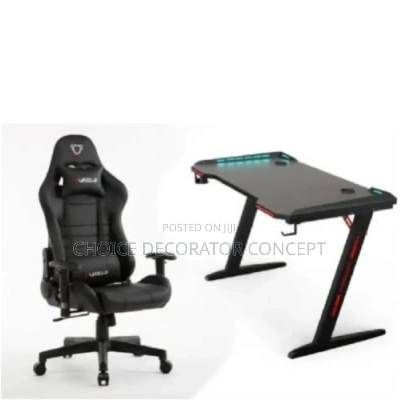 Executive Office Gaming Chair + Gaming Desk - Black