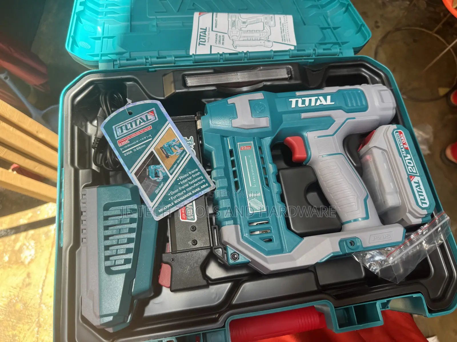 Total 20v Lithium-ion Cordless Brad Nailer Kit.