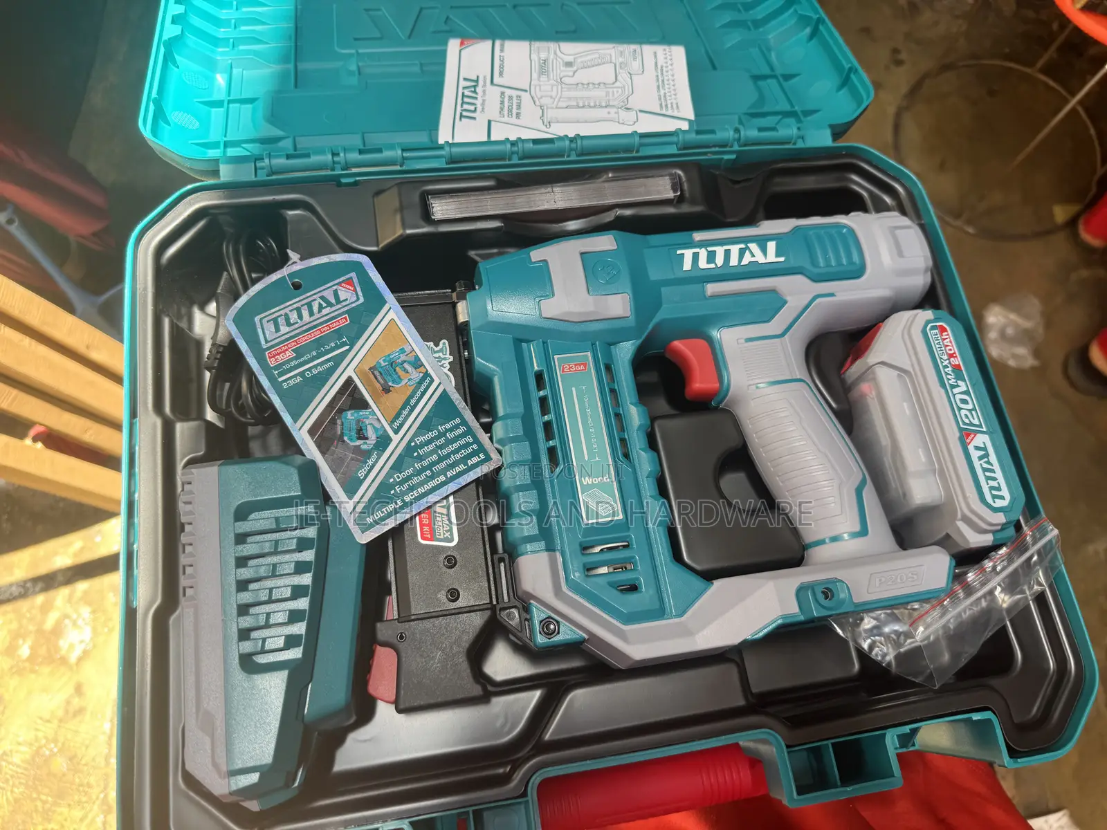 Total 20v Lithium-ion Cordless Brad Nailer Kit.