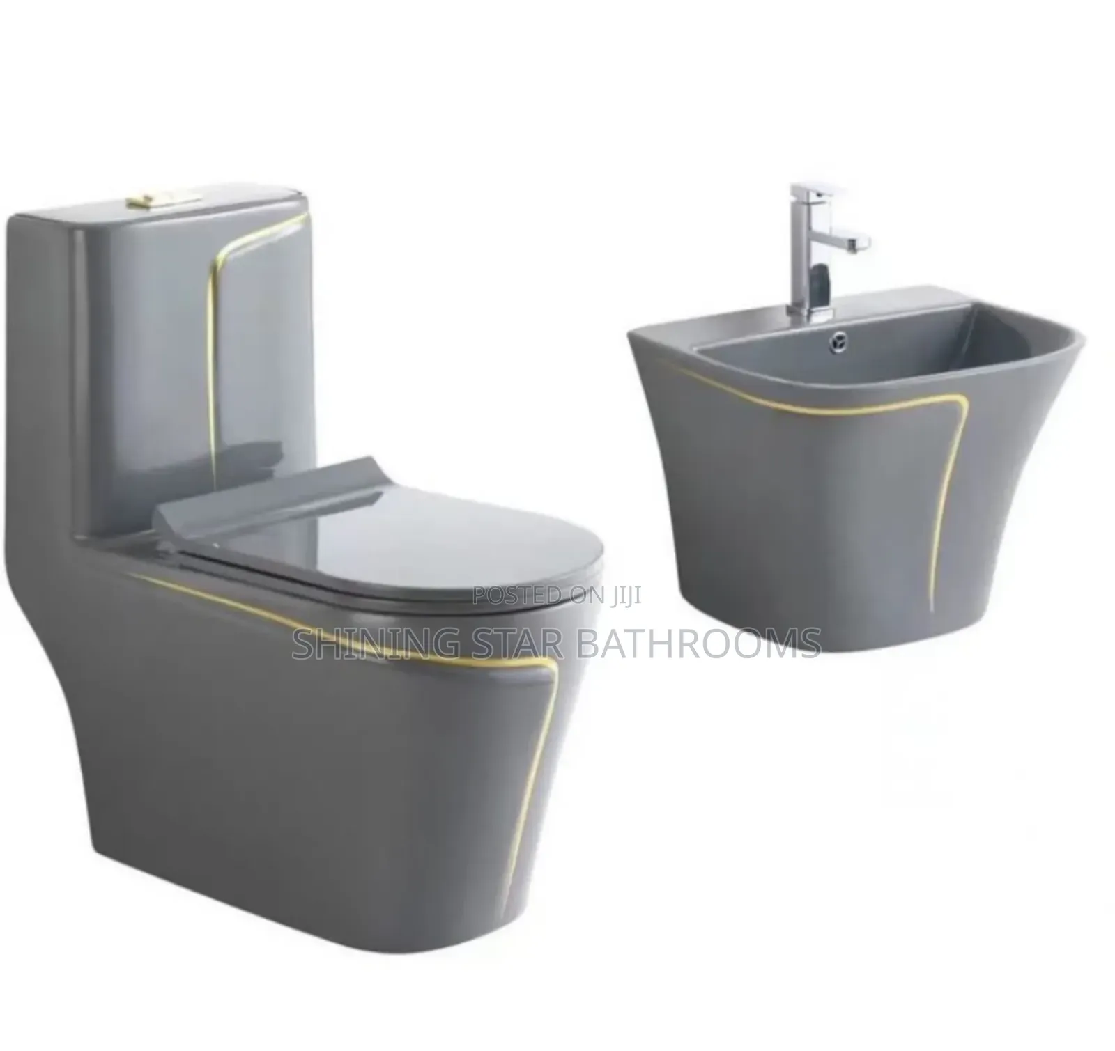Executive Toilet Set With Gold Stripe