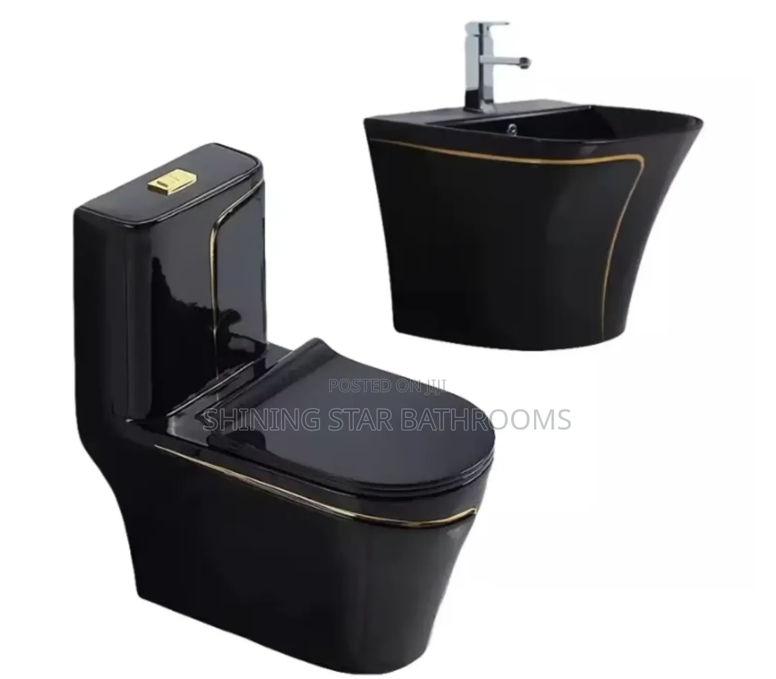 Executive Toilet Set With Gold Stripe