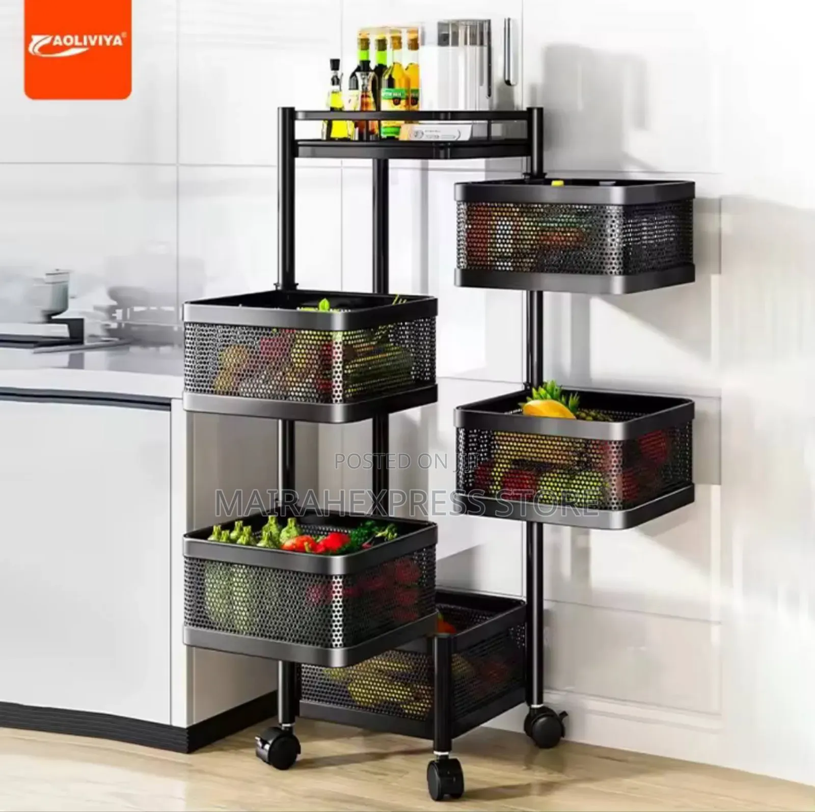 Vegetable Fruit Basket Trolley Rack
