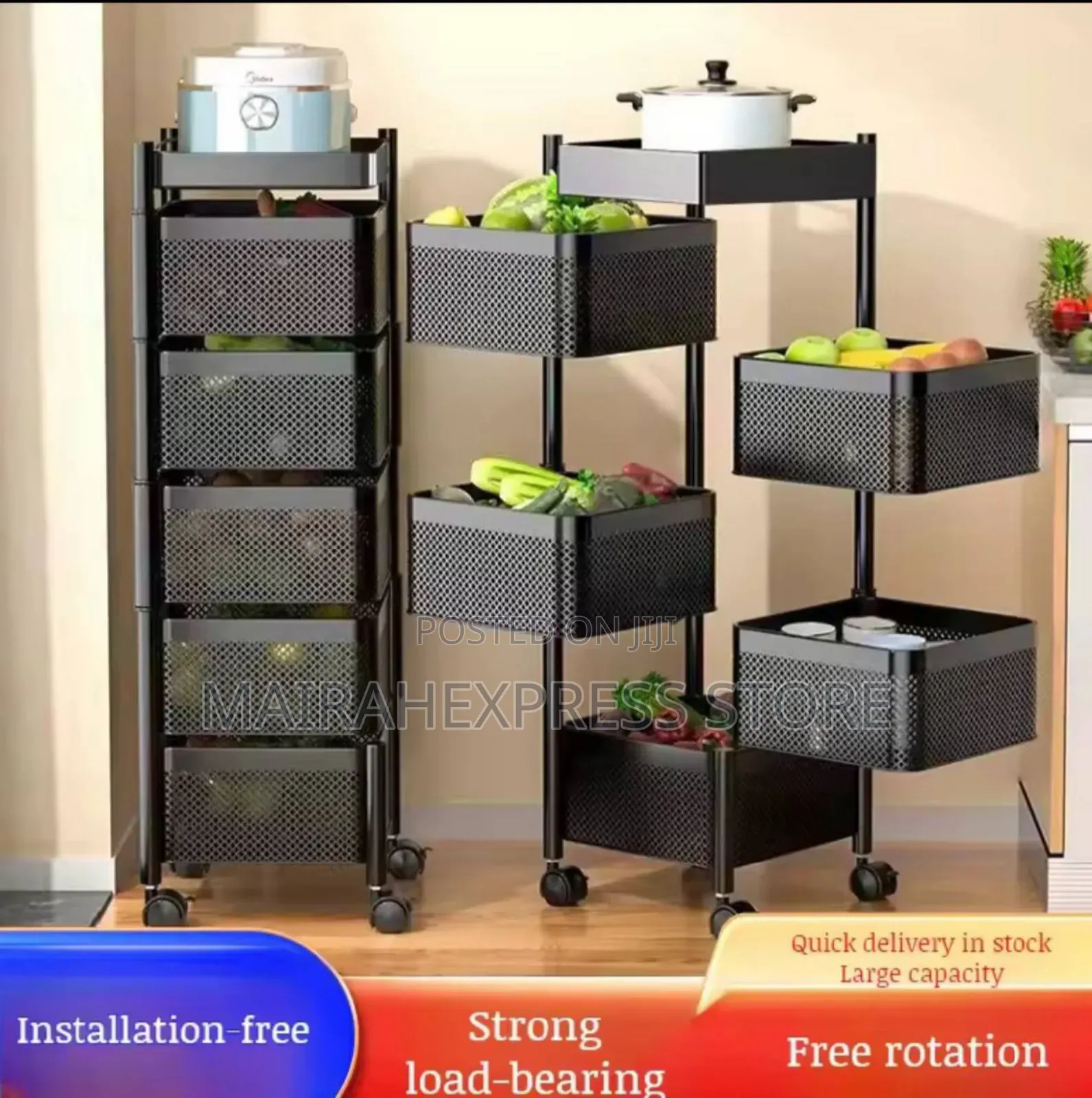 Vegetable Fruit Basket Trolley Rack