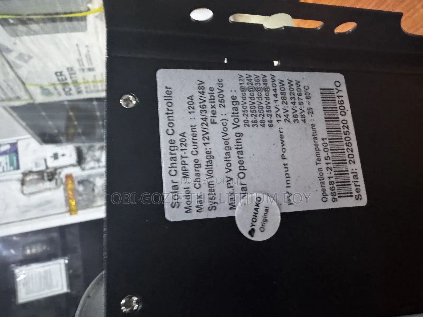 Yohako Importer in Lagos. 120ah Yohako MPPT Solar Charger Controller