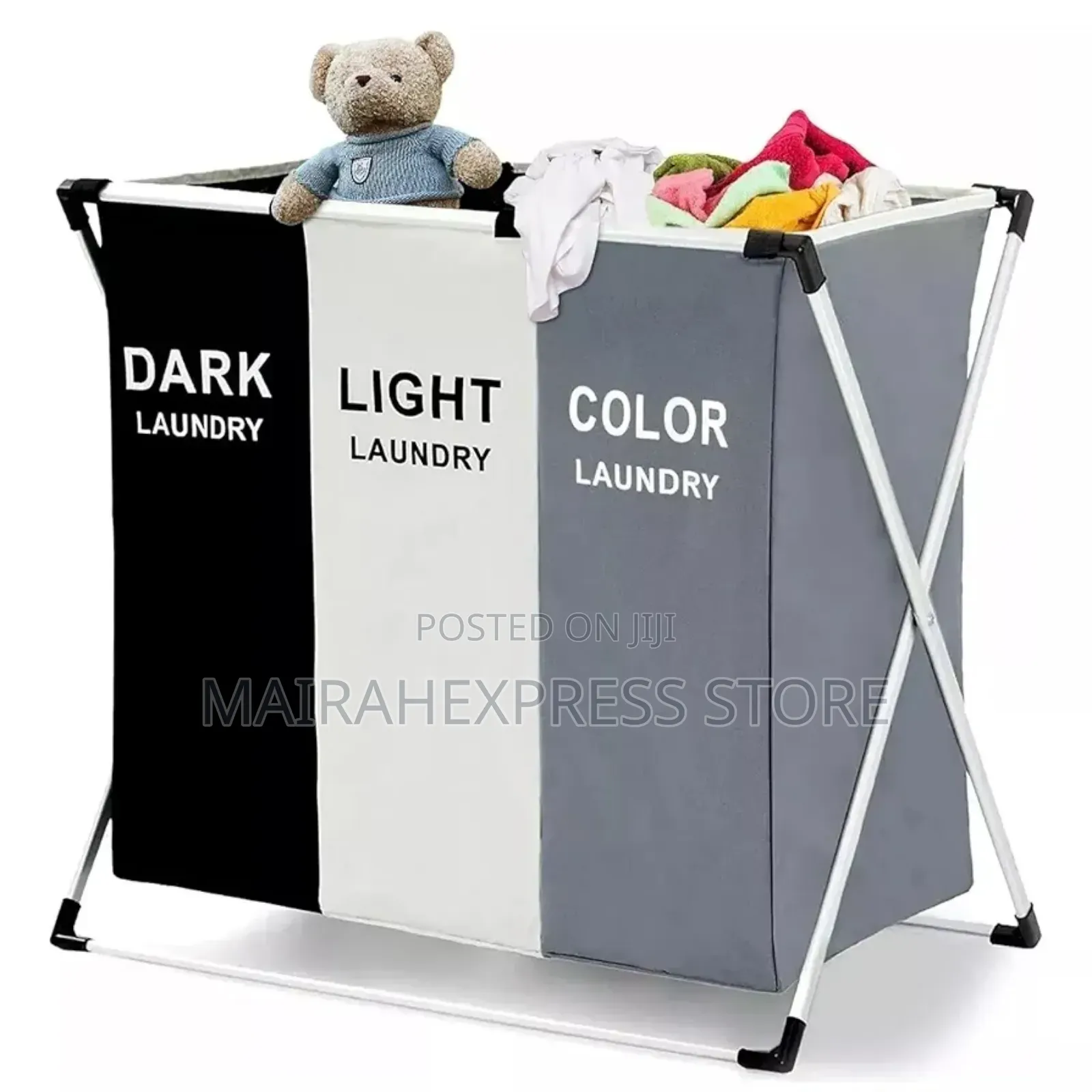 3in1 Laundry Basket 1/2/3 Section Bag (2st7)