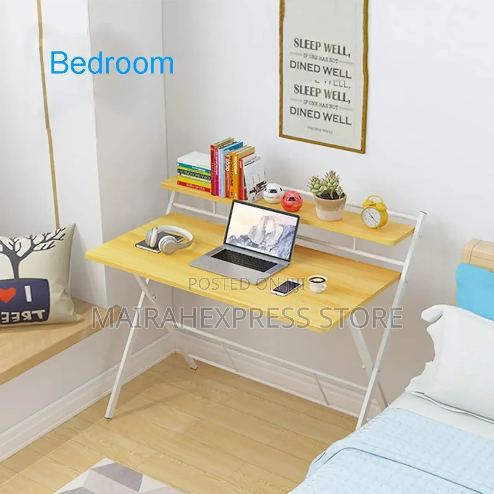 Movable 2-layer Folding Table, Simple Small Study Table.