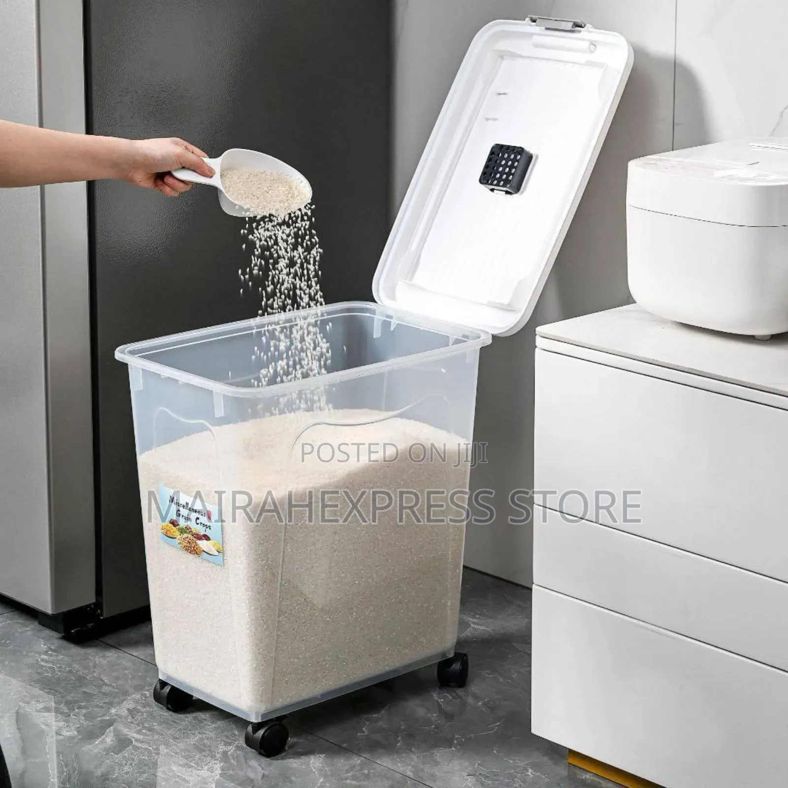 40kg Rice/Cereal Storage Bucket With Wheel (2st7)