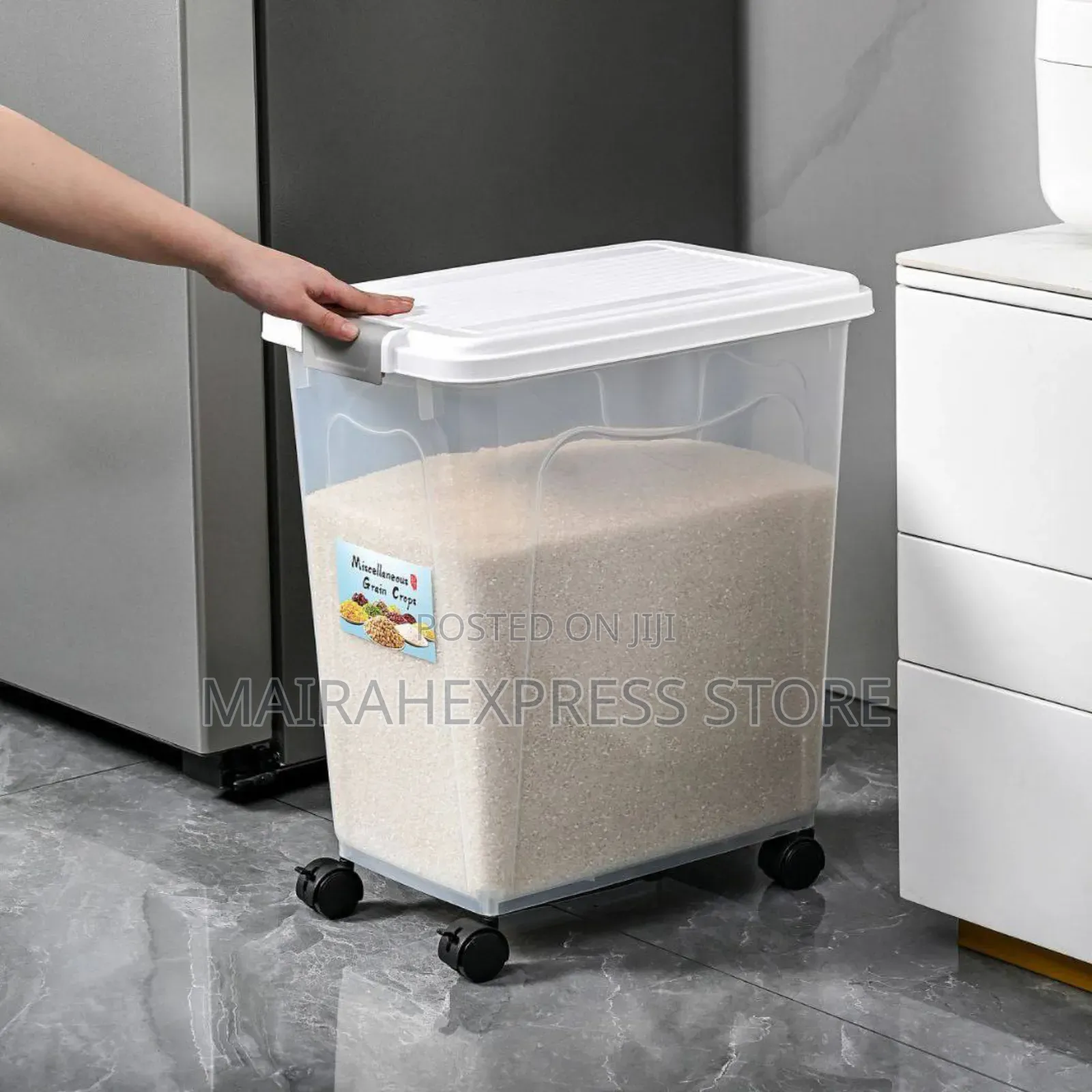 40kg Rice/Cereal Storage Bucket With Wheel (2st7)