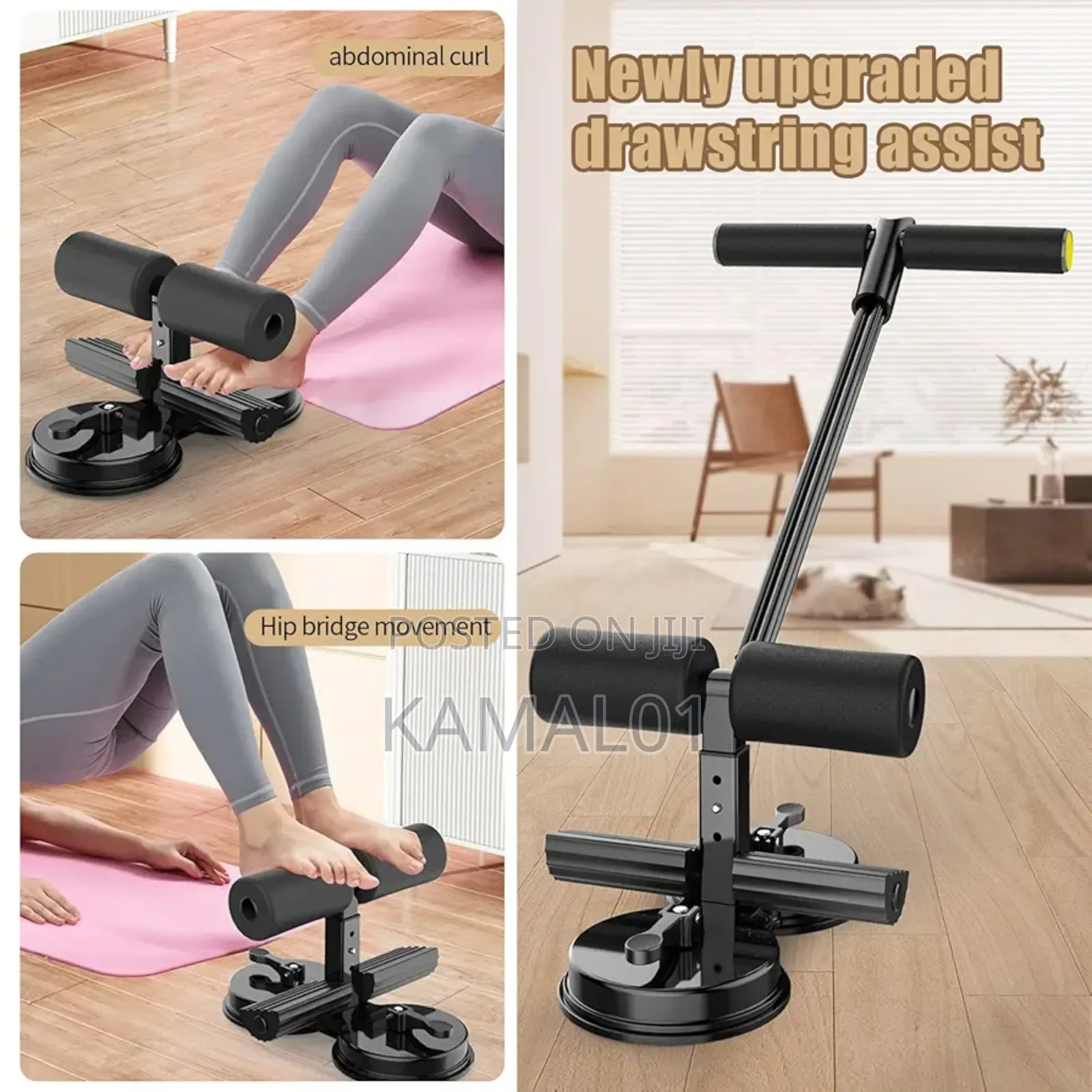 Adjustable Sit Up Bar With Self Suction Rope For Exercise