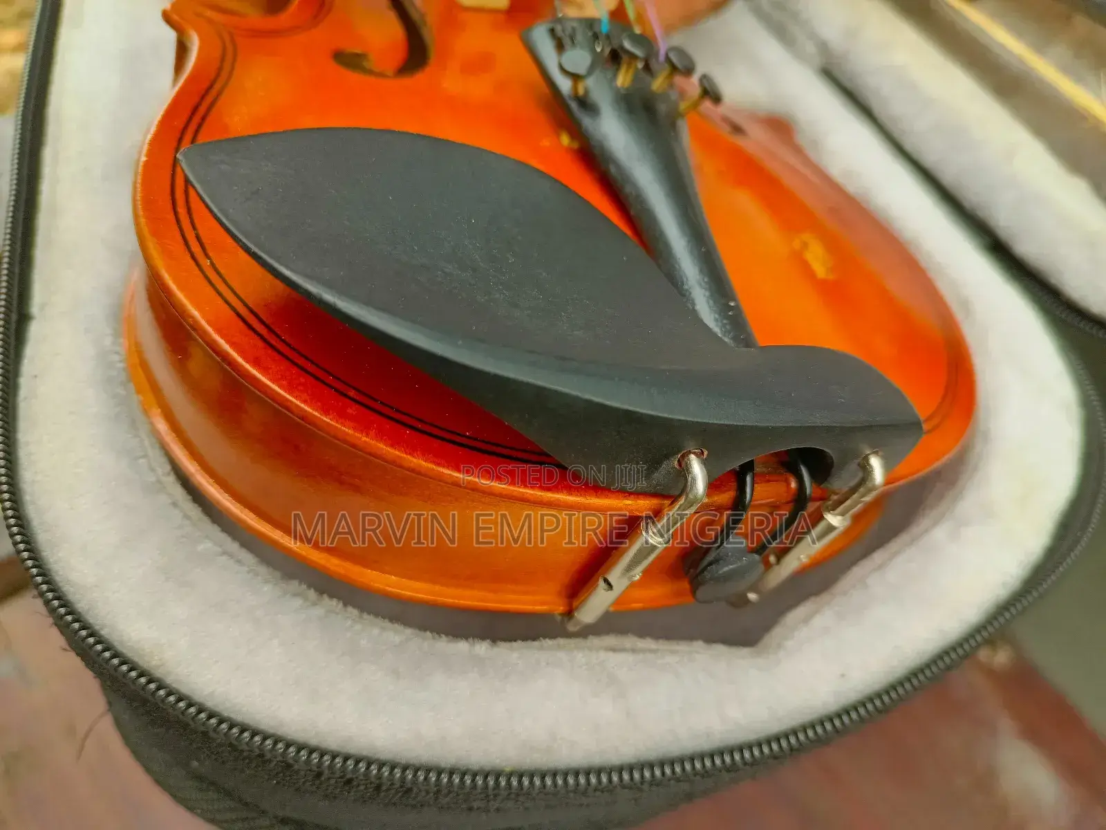 Ebony Violin Chin Rests With Black Hardware 1/4, 3/4, 4/4