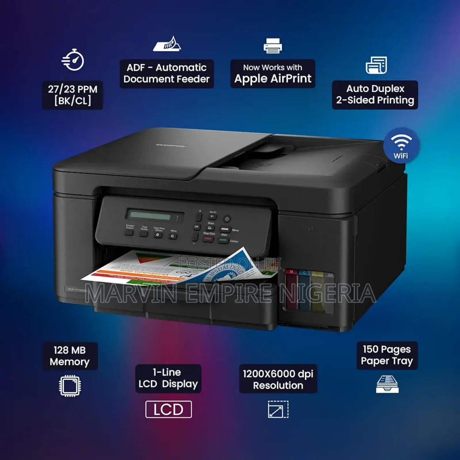 Brother Ink Tank DCP-T730dw Wifi Color Multifunction Printer Scan Copy