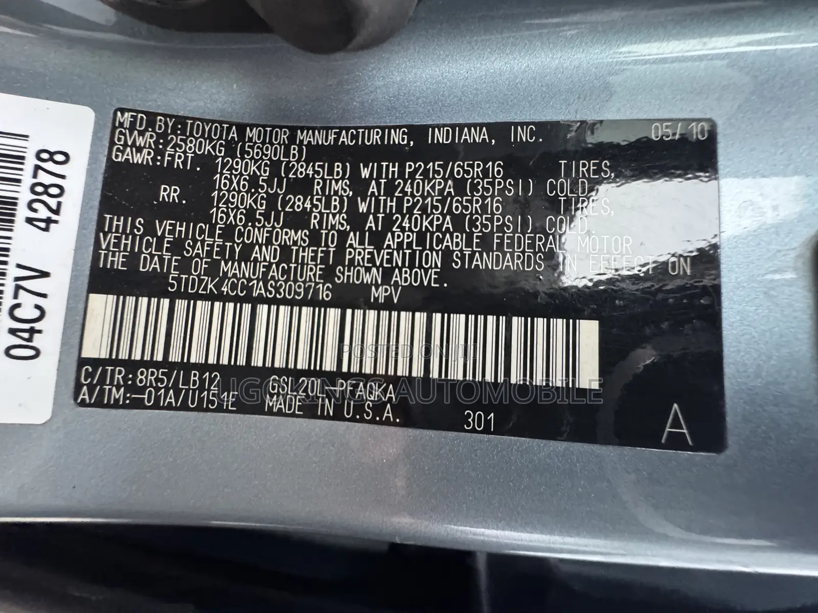 Toyota Sienna XLE 7 Passenger 2010