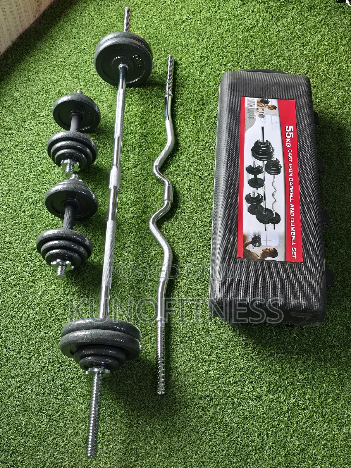 55kg Cast Iron Barbell Dumbbell Set - Complete Home Gym