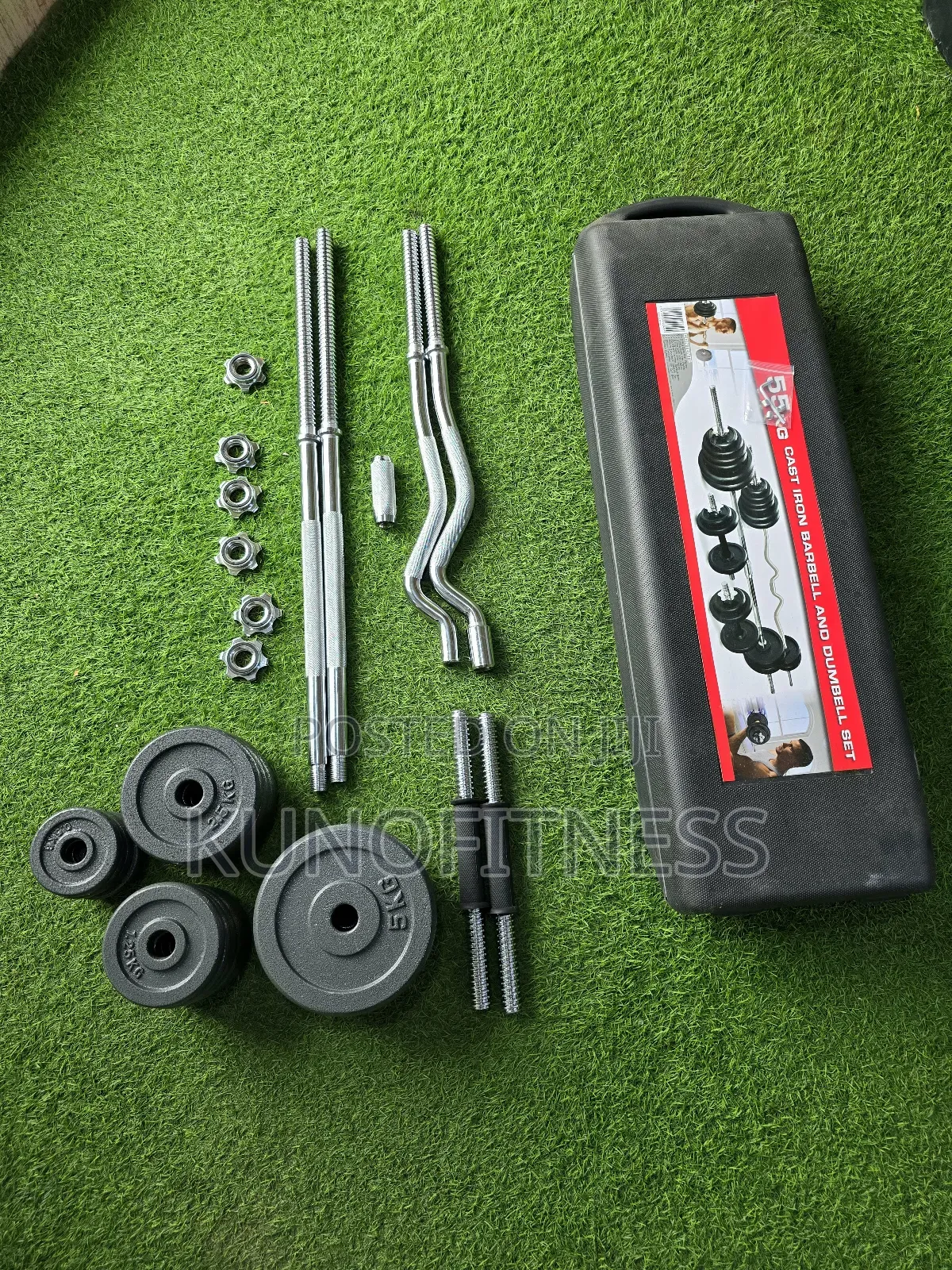 55kg Cast Iron Barbell Dumbbell Set - Complete Home Gym
