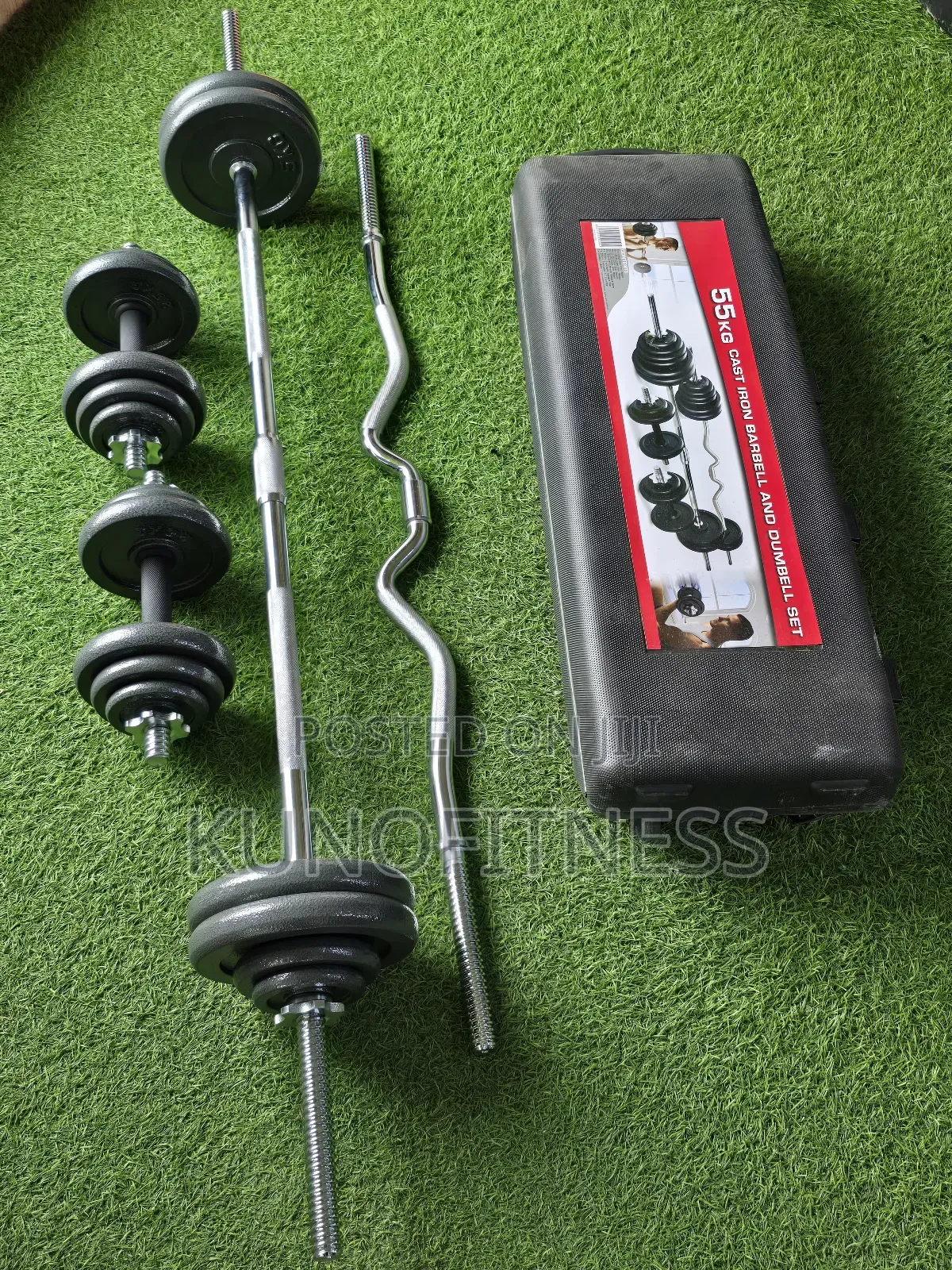 Professional 55kg Barbell Set for Weightlifting - Heavy Duty