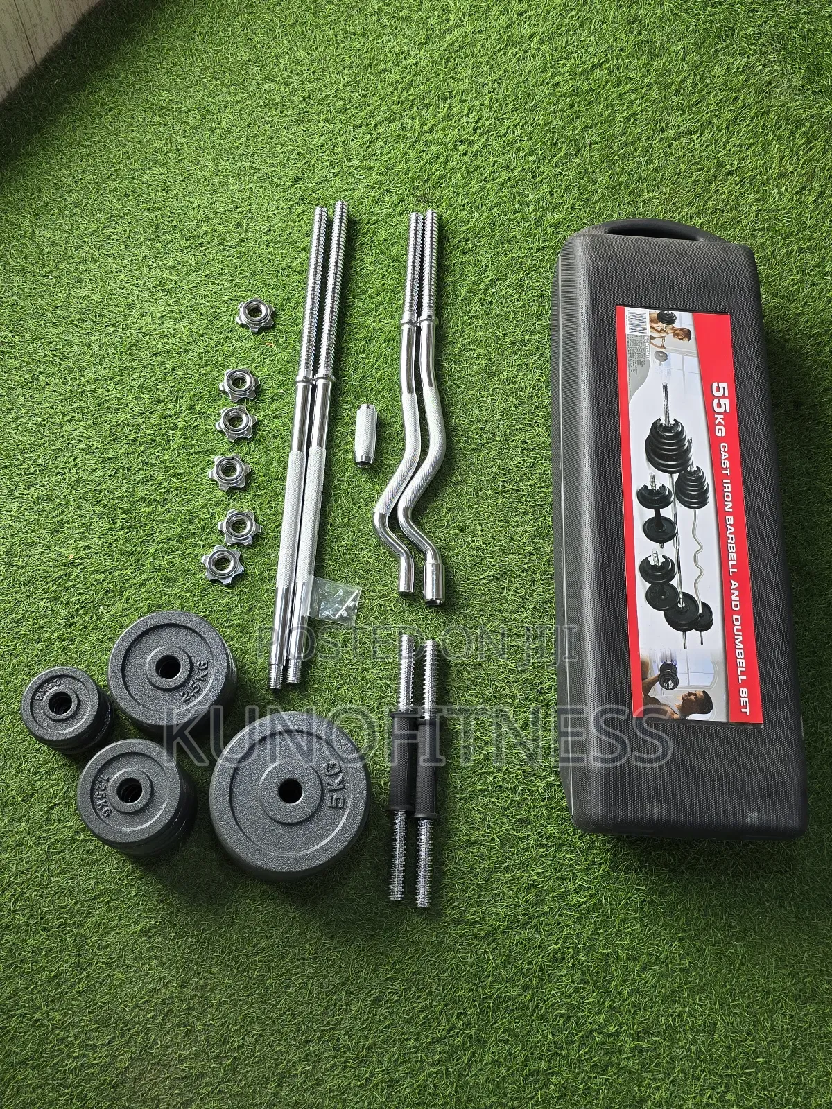 Professional 55kg Barbell Set for Weightlifting - Heavy Duty