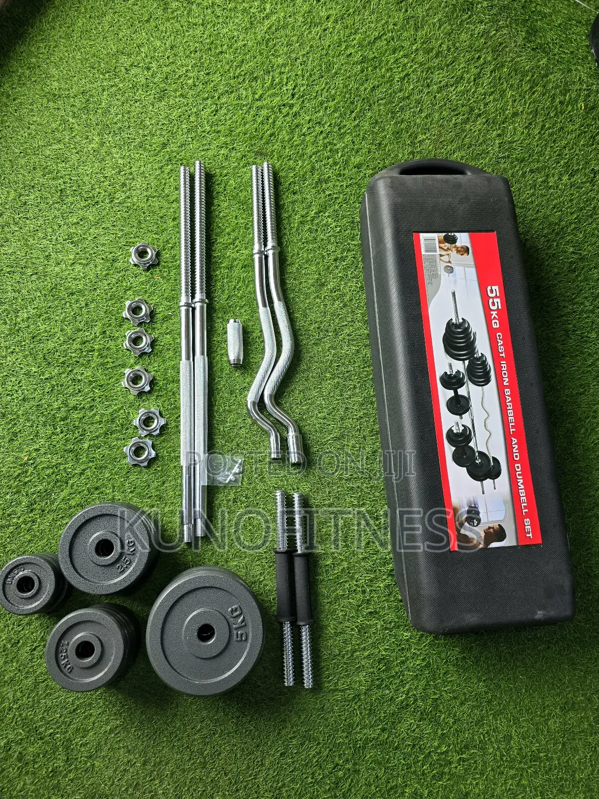 Cheap 55kg Gym Weight Set - Barbell Dumbbell