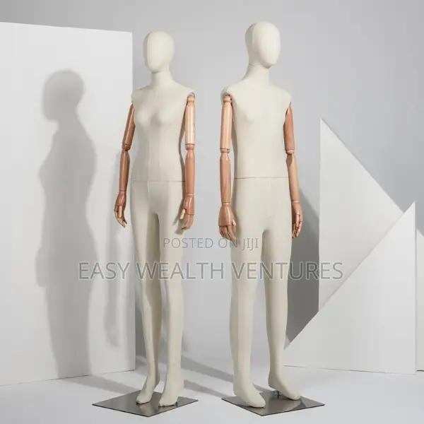 Fashion Fabric Full-Body Mannequin With Adjustable Wood Arms