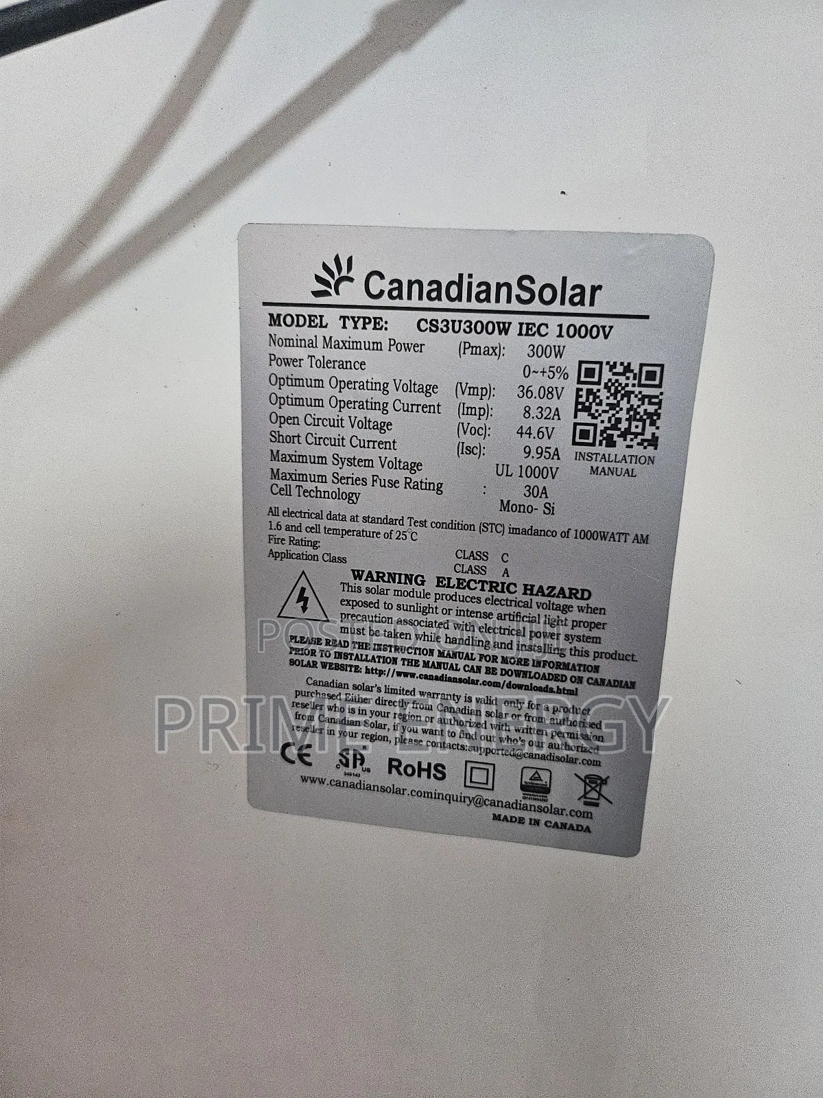 300w Canadian Mono-crystalline Solar Panel