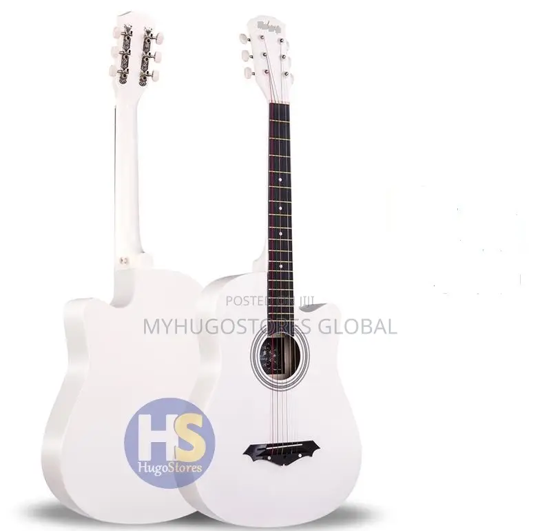 Acoustic Box Guitar With Bag and Strap - White