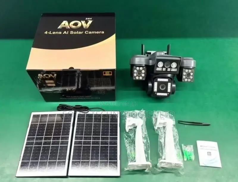 4-Lens Solar 4g PTZ CCTV Camera – Double Panel, Esim, Night Vision