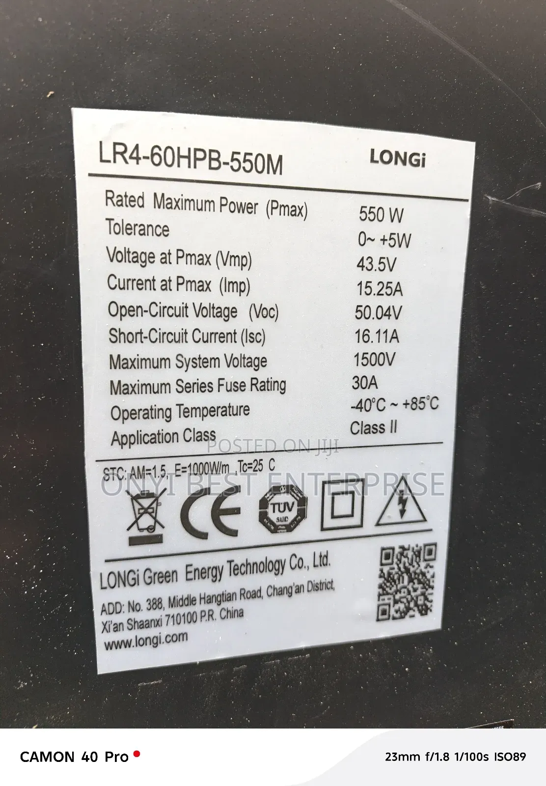 Original All Black Solarpanel 500watts New One