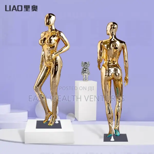 Fashion Matte Golden Chrome Female Mannequin Plus Size