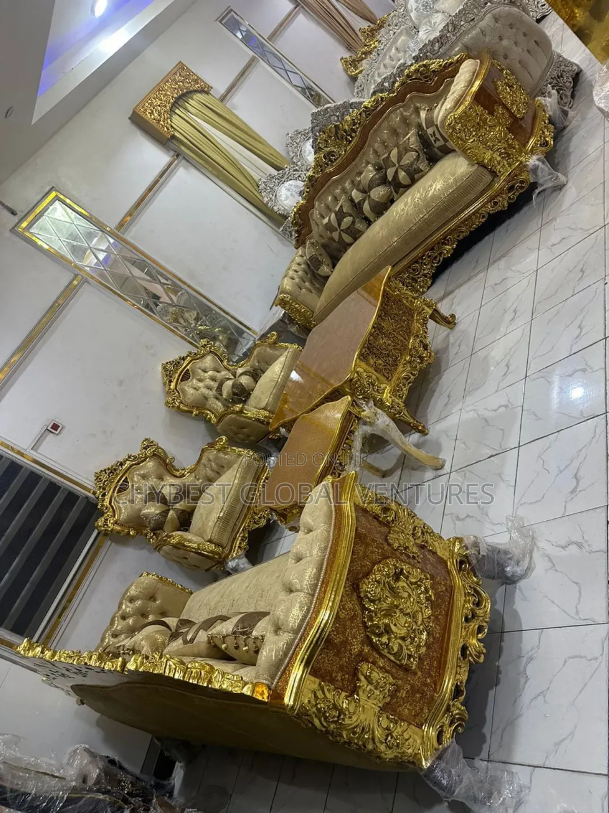 High Quality Royal Egyptian Sofa With Sides Stool