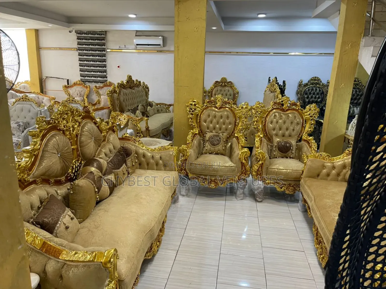 High Quality Egyptian Sofa With Center Table and Two Sides Stool