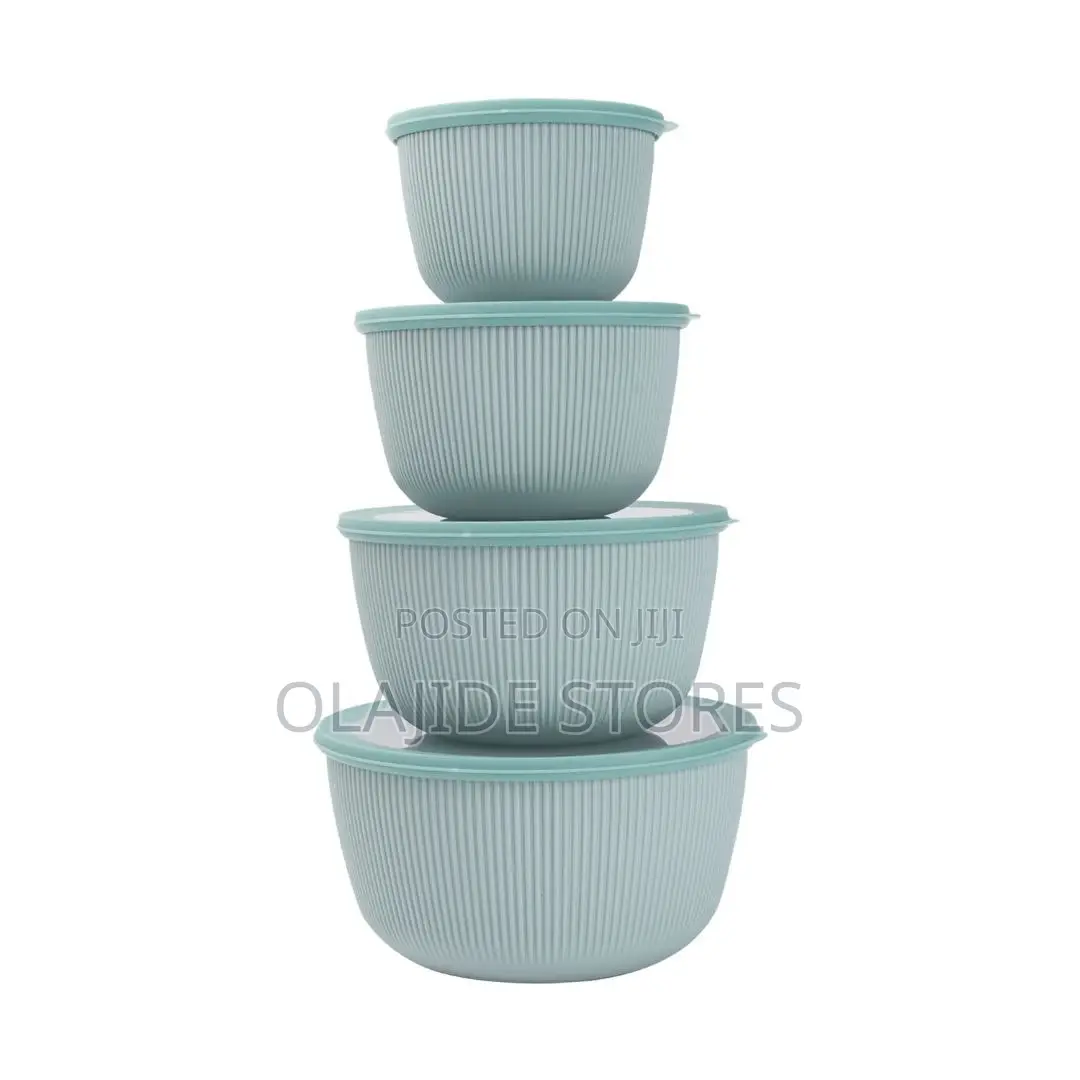 4pcs Round Plastic Food Storage With Lid