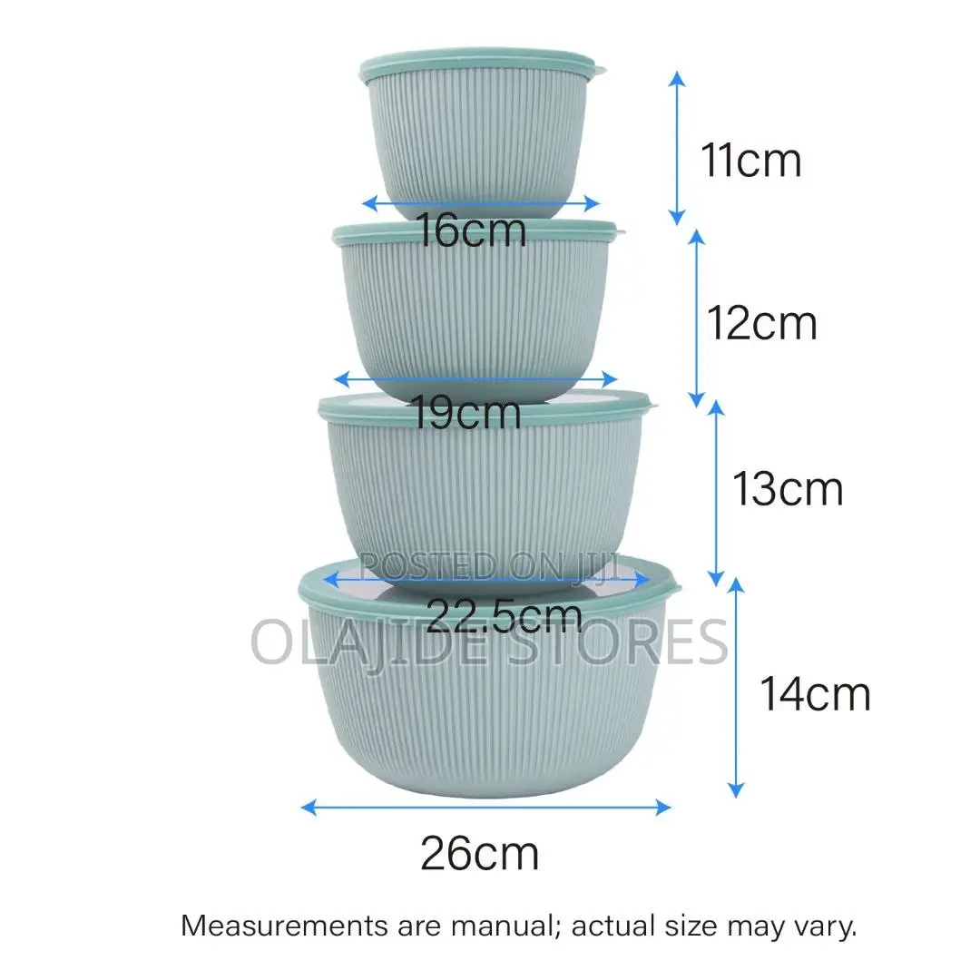 4pcs Round Plastic Food Storage With Lid