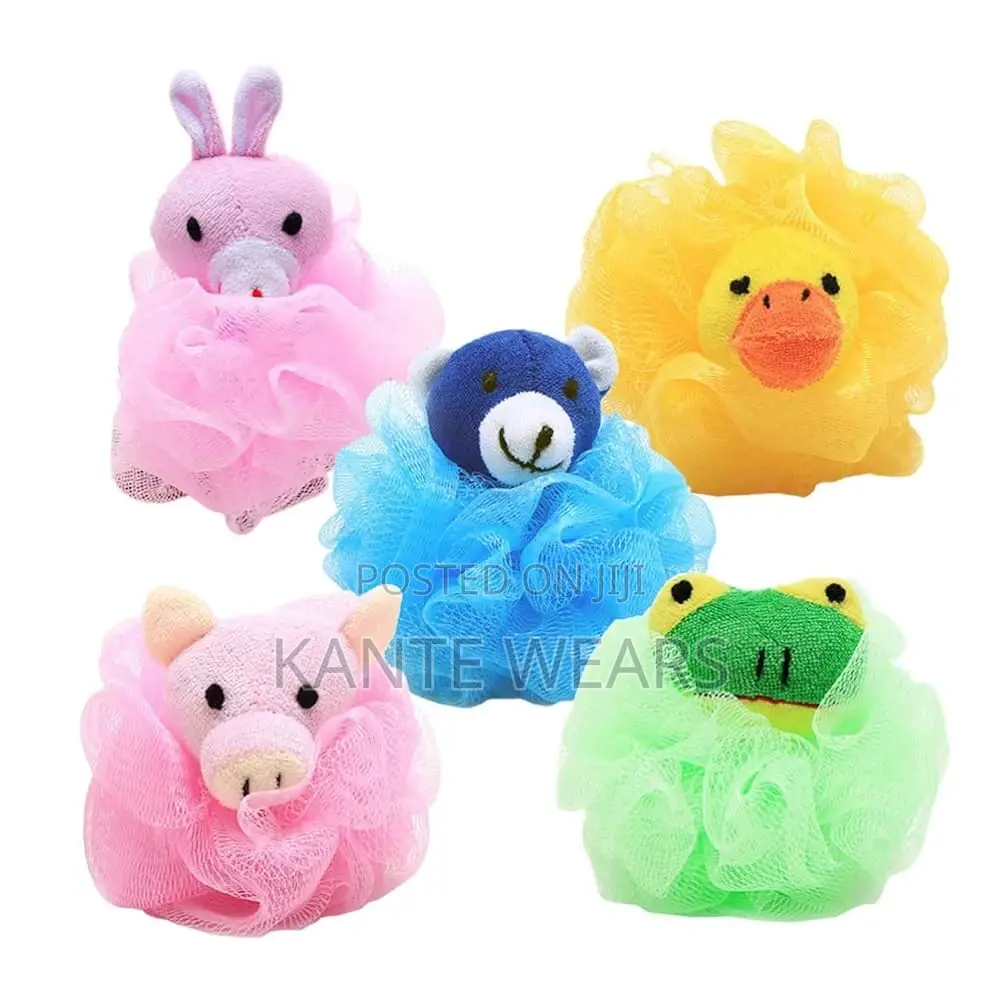 5pcs Animal Bath Sponge Pouf, Cartoon Bath