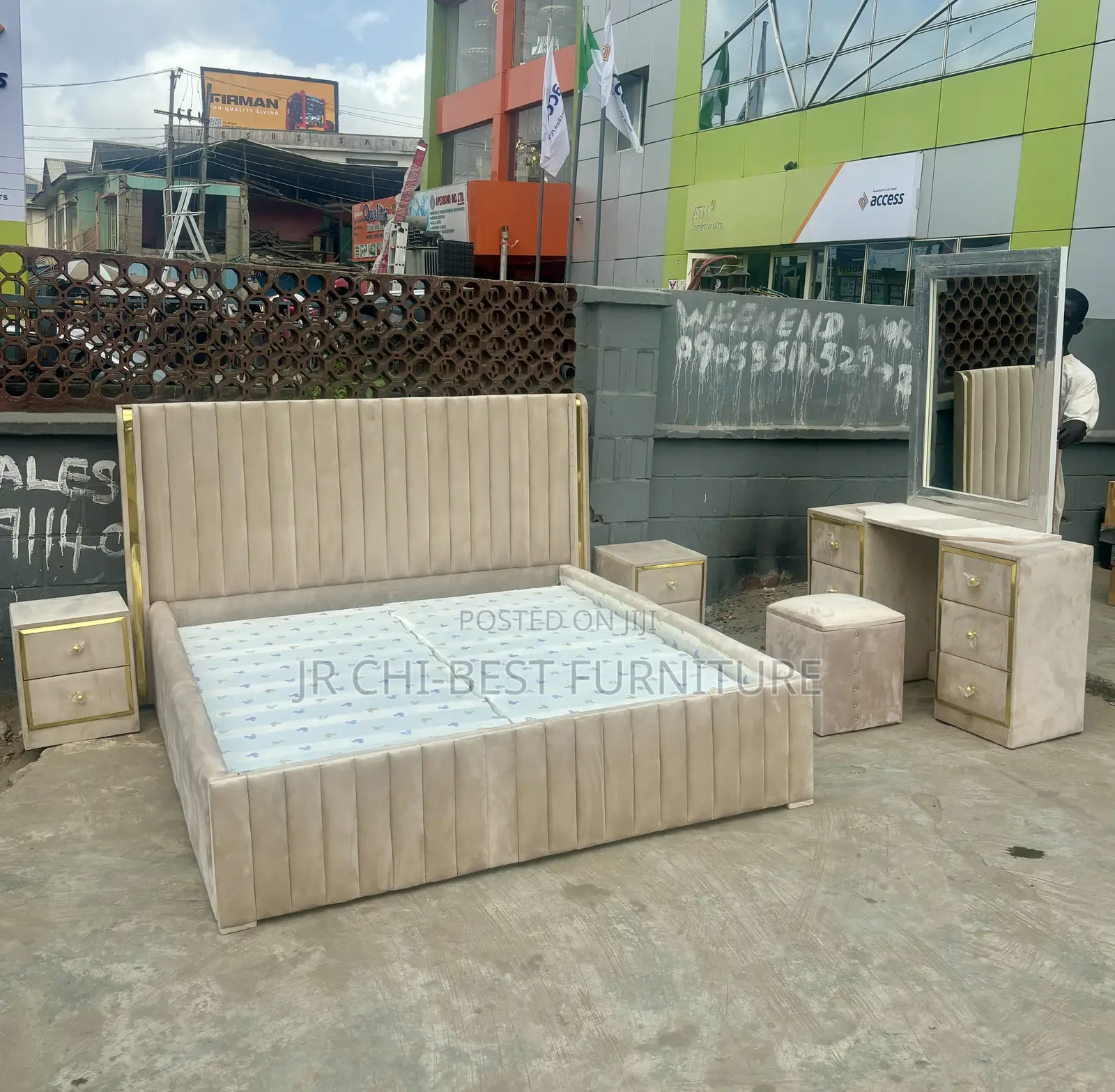 Plain Well Made HDF Upholstery 6 by 6 Bedframe Set