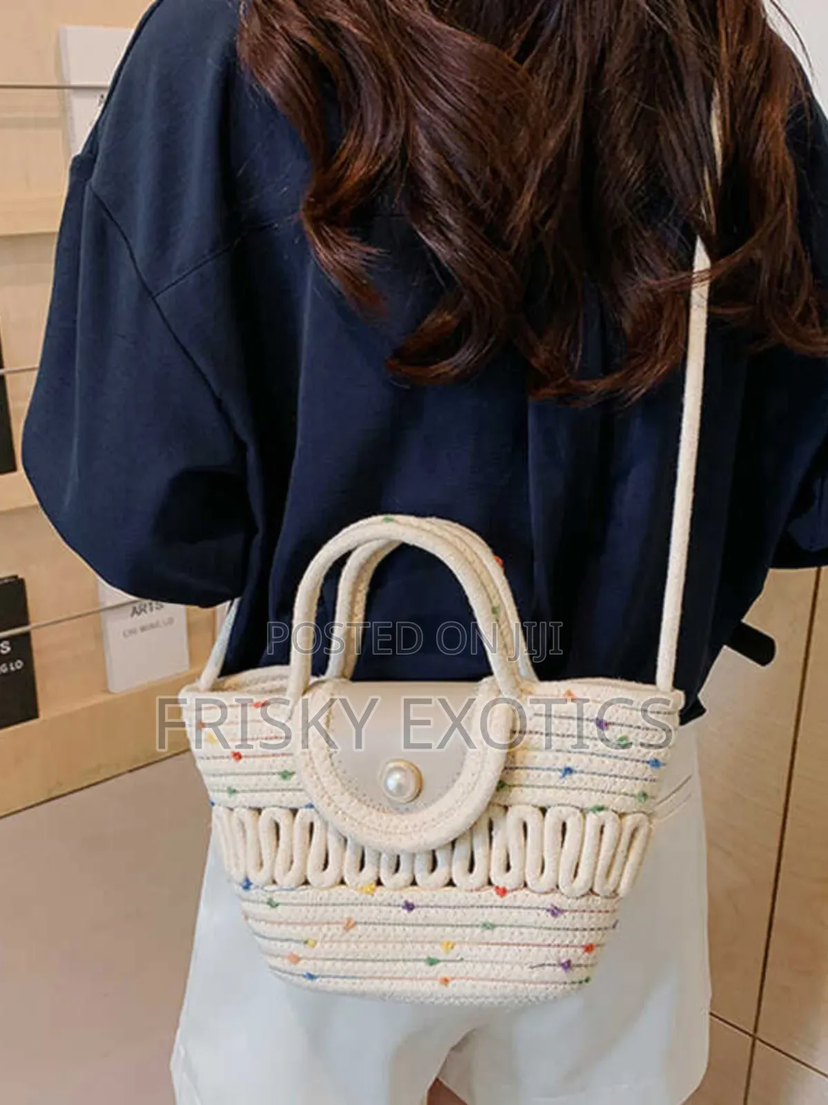 Dotted Rattan Beach Bags