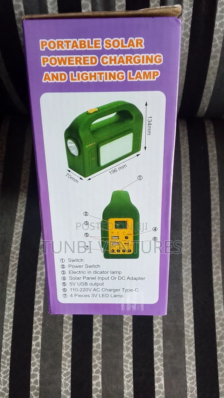 Portable Solar Powered and Charging and Lighting Lamp