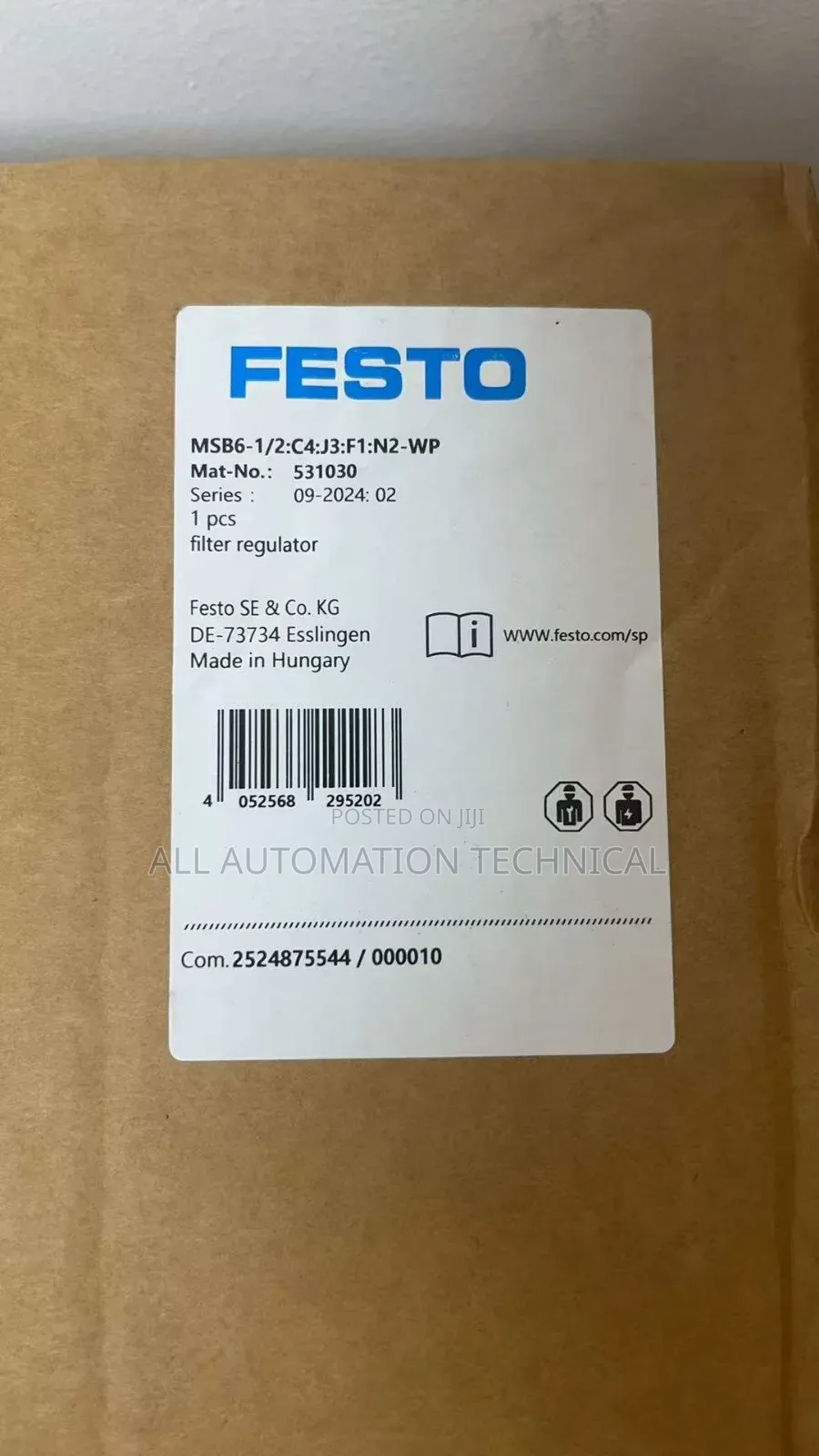 Festo Air Service Unit Combination | Msb6-1/2:c4:j3:f1:n2-Wp | 531030