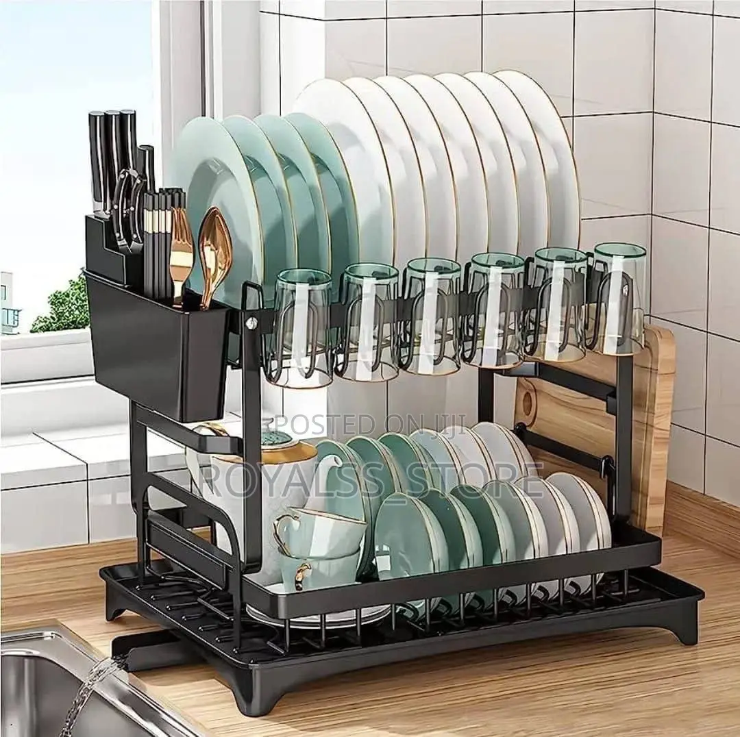 Rust Resistant Plate Rack With Built in Cup Holder