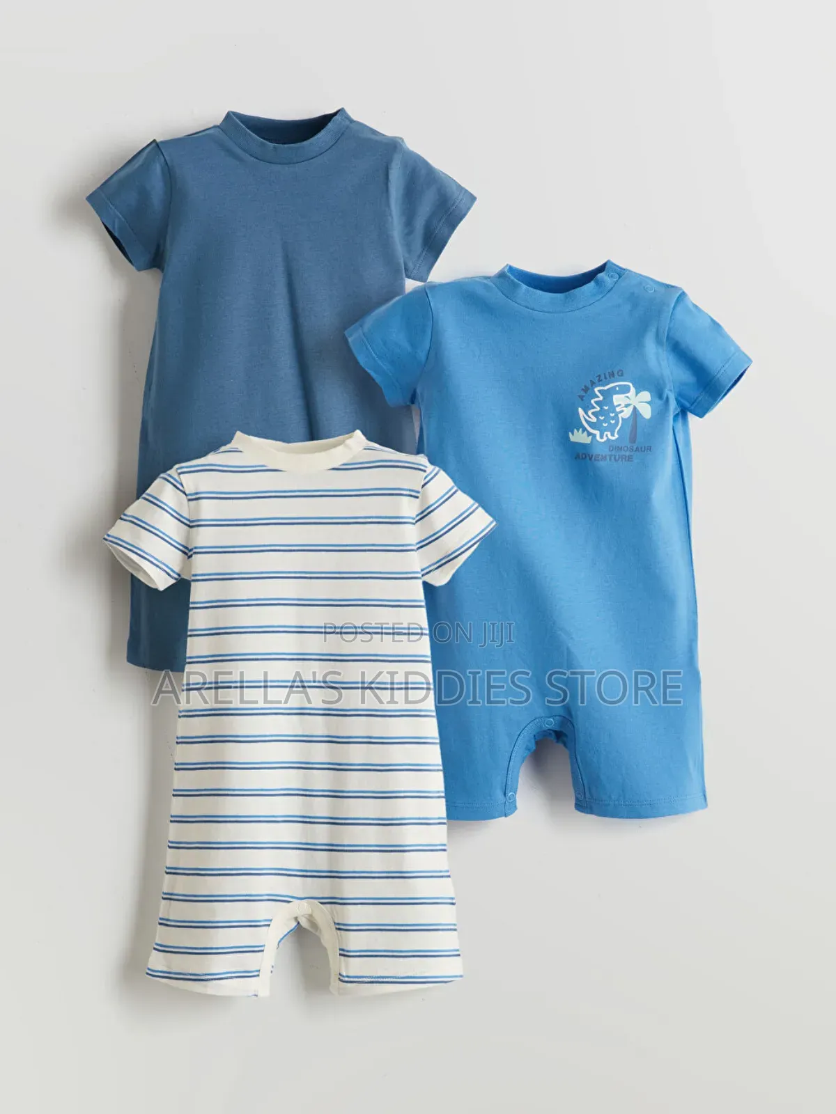 LCW Baby Crew Neck Baby Boys' Jersey Jumpsuit 3-Pack