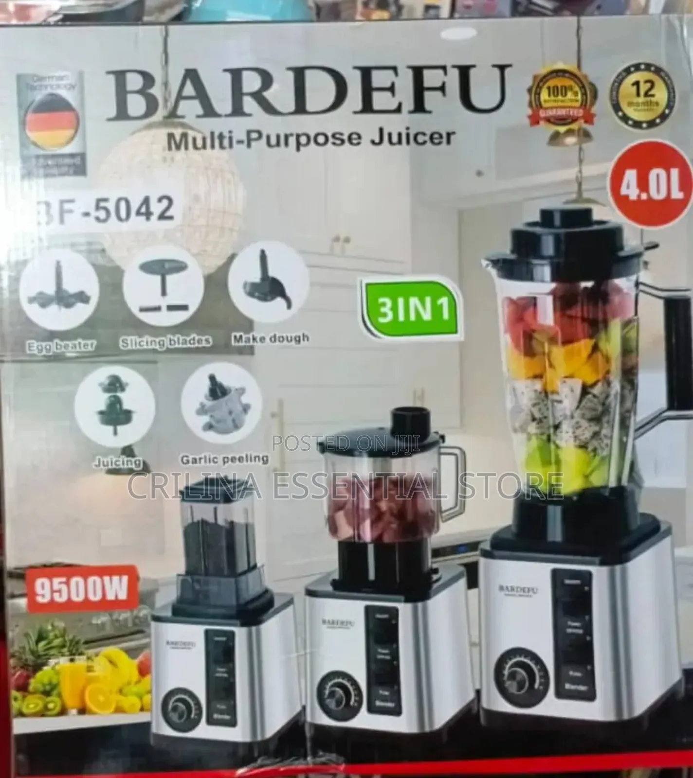 Bardefu Multi-Purpose Juicer 3in1 Blender, Heavy Duty.