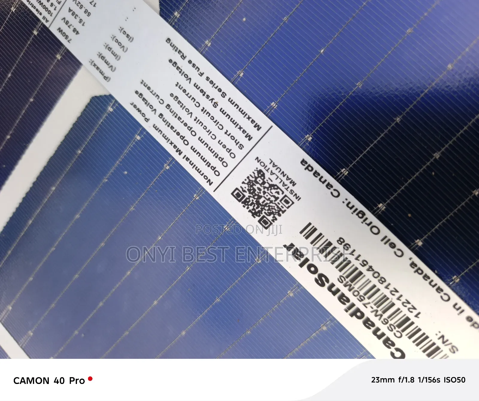 Canadian Solar Panel Bifacial 750watts 48v